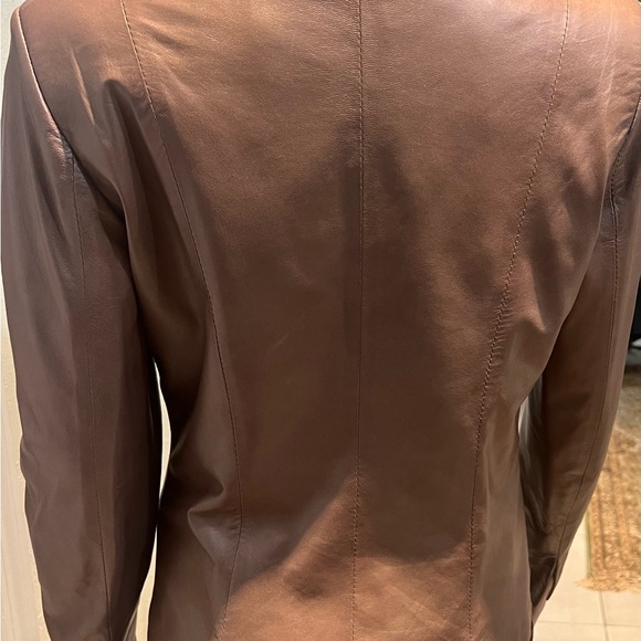 BROWN NAPPA LEATHER JACKET - Picture 6 of 12